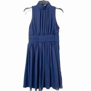 Ya Los Angeles High Neck Blue Chiffon Dress